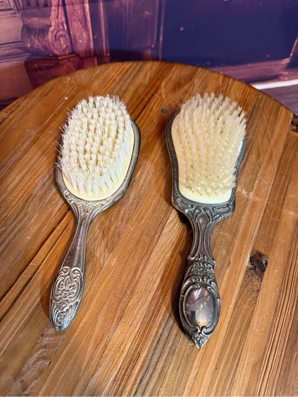 Ornate Silver-Tone Decorative Hairbrush Set Classic Victorian Towle